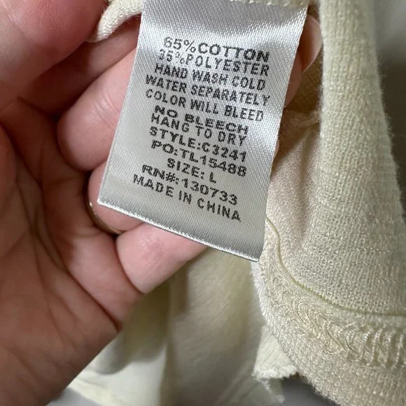 Umgee Cream 3/4 Sleeves Asymmetrical Top Size Large - Picture 3 of 5